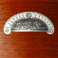 ENK36BI Cast Iron Patterned Bin Pull Handle in a Burnished Iron finish. 