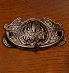HH1408AB Brass 'Art Nouveau' Handle in 'Antique Brass' finish.