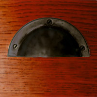 HH5602BL Iron Bin Pull Handle in a 'Black Iron' finish.